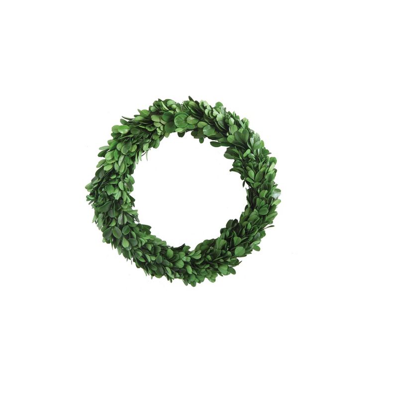 Storied Home Preserved Genuine Boxwood Wreath Green, 1 of 4