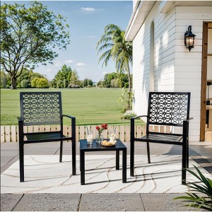 3-Piece All-Iron Patio Bistro Set - Space-Saving, UV-Resistant, 330lb Capacity, Vibrant Colors for Balcony/Garden - 1 of 4