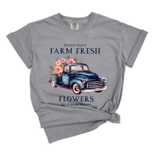 Simply Sage Market Farm Fresh Flowers Truck Garment Dyed Tee - 1 of 4