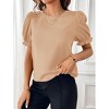Coolmee Women Summer Blouse Casual Puff Short Sleeve Tops Fashion Crew Neck Tunic Shirts - 4 of 4