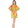 LA LEELA Women's Summer Vacation Beachwear Mini Bathing Suit Plus Size Fall Holiday Swimwear Swimsuit Cover Ups 2X-3X Orange, Tie Dye Design - 4 of 4