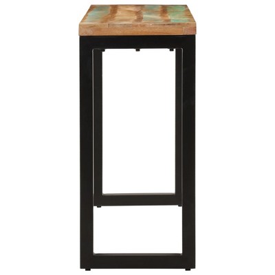 Reclaimed Mango Wood and Steel Hallway Table with Polished Finish