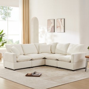 YOOCOZZ Chenille Sectional Sofa with Pure Foam Cushions and 2 Pillows, Free Combination - 1 of 4