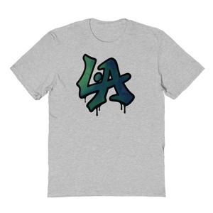 Rerun Island Men's La Graffiti Short Sleeve Graphic Cotton T-Shirt - Sport Grey S - 1 of 4
