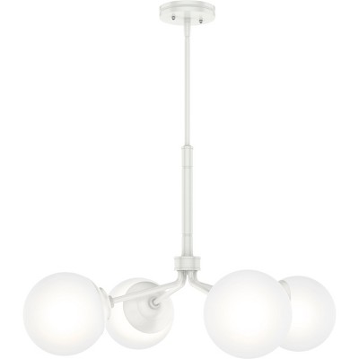 Matte White 4-Light Sputnik Chandelier with Glass Globes