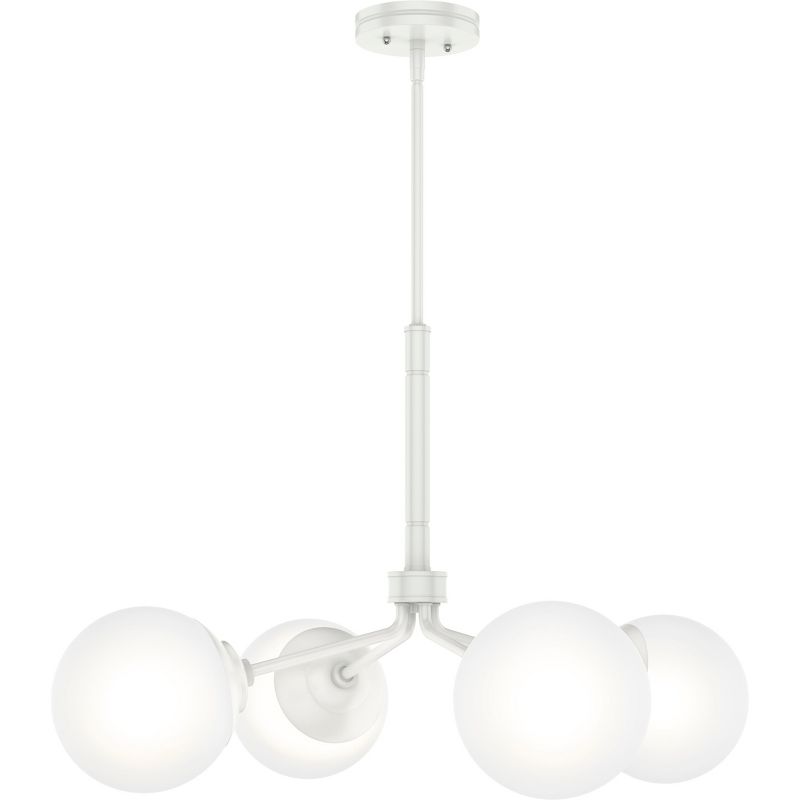 4-Light Hepburn Modern Cased White Glass Chandelier Ceiling Light Fixture - Hunter Fan, 3 of 5