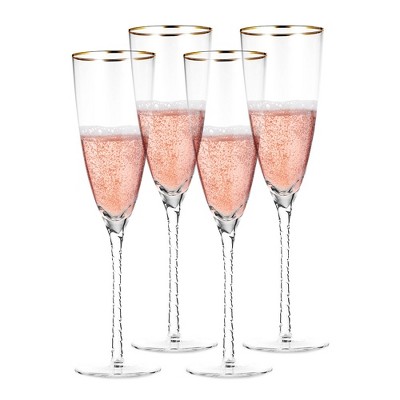 Berkware Luxurious Crystal Champagne Flutes With Elegant Silver Rhinestone  Embellished Stem - 8oz (set Of 6) : Target