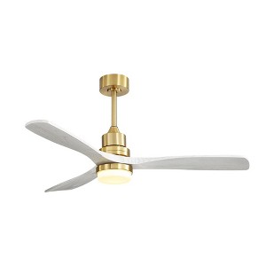 YUHAO 52 Inch Gold Dimmable Led Light 6 Speed  Ceiling Fan With Light and Reversible DC Motor - 1 of 4