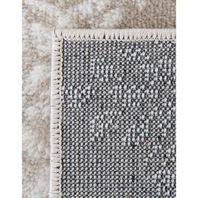 Beige and Brown Synthetic Low Pile Bohemian Area Rug