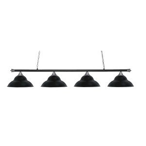 Toltec Lighting Oxford 4 - Light Island Pendant Light in  Chrome/Matte Black with 16" Matte Black Double Bubble Metal Shade Shade - 1 of 1
