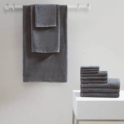 Gray Cotton Quick Dry 12-Piece Bath Towel Set