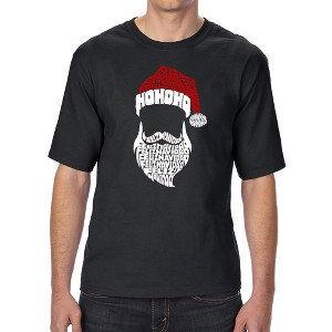 LA Pop Art Feliz Navidad Santa Claus - Men's Tall and Long Word Art T-Shirt Black X Large - 1 of 3