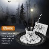 200 pcs Halloween Party Supplies, Halloween Theme Tableware Set Include Dinner Plates Dessert Plates Cups Napkins Cutlery Straws,Disposable Tableware - 4 of 4