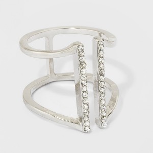 Rhinestone Bar Ring - A New Day Size 8 Silver, Women
