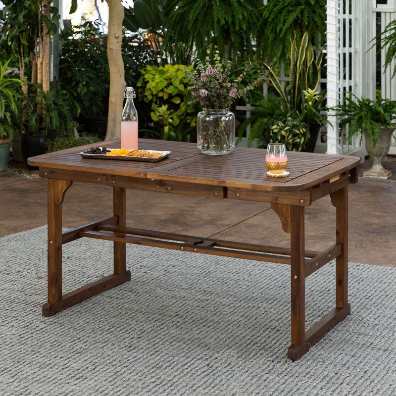 Ravenscroft Modern Boho Acacia Wood Slat Top Rectangle Extendable Outdoor Table - Saracina Home, 6 of 13