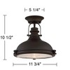 Possini Euro Design Verndale Industrial Ceiling Light Semi Flush Mount Fixture 11 3/4" Wide Bronze Clear Ribbed Glass for Bedroom Kitchen Living Room - 4 of 4