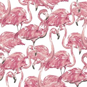RoomMates Beach Social Peel and Stick Wallpaper Pink: Removable Vinyl, Self-Adhesive, Multicolored, 28 Sq Ft Coverage - 1 of 4