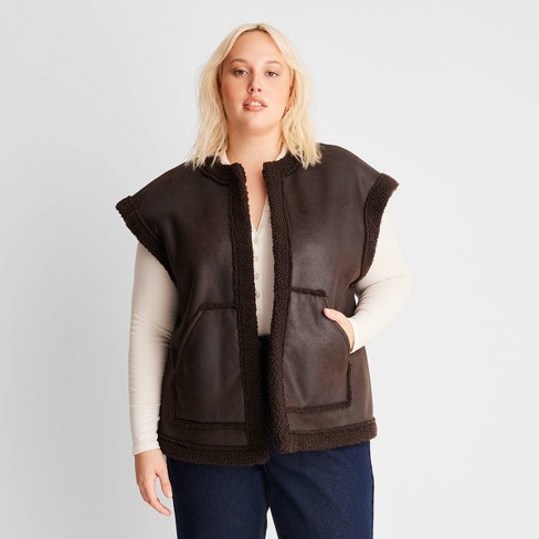 Plus size shearling on sale vest