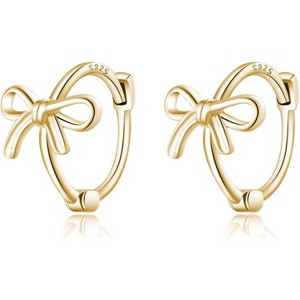 925 Sterling Silver Bow Hoop Earrings Ribbon for Women Teen Girls Bowknot Hoop Earrings Huggie - 1 of 4