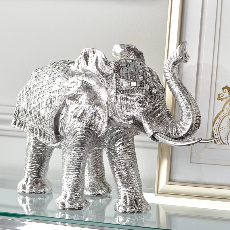 Studio 55D Walking Elephant 12 3/4" High Silver Statue, 2 of 7