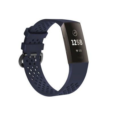 Insten Soft TPU Rubber Replacement Band For Fitbit Charge 4 & Charge 3, Navy Blue