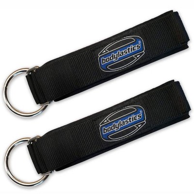 Bodylastics BLCOMP02 Heavy Duty Pair of Nylon Ankle Straps for Strength Training, Home and Gym Workouts with Welded O Rings, Black