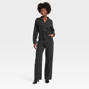 Women's Long Sleeve Utility Baggy Denim Jumpsuit - Universal Thread™ - 1 of 3