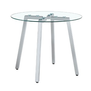 NicBex 36 Inch Round Tempered Glass Coffee Table with 7-Shaped Metal Legs for Living Room,Bedroom - 1 of 4