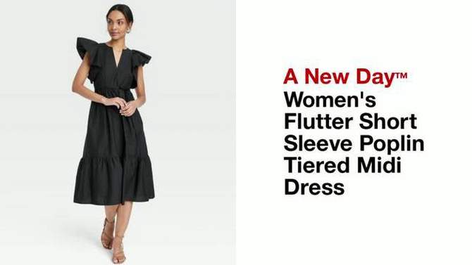 Women's Flutter Short Sleeve Poplin Tiered Midi Dress - A New Day™, 5 of 12, play video