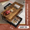 39" Coffee Table with Storage & Drawers, 2-Tier Wood Center Table for Living Room, Apartment, Bedroom, Metal Table Legs, Rustic Brown - 4 of 4