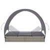 vidaXL Sun Lounger With Canopy Grey and dark grey PE rattan Double - 4 of 4