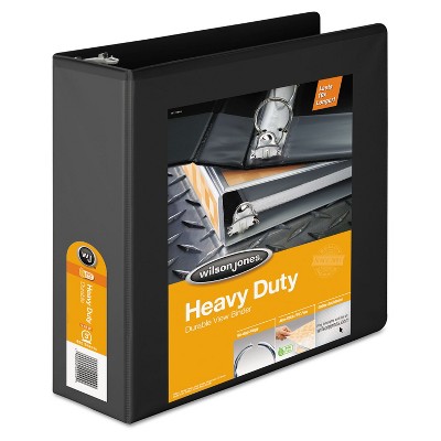 Wilson Jones Heavy-Duty Round Ring View Binder w/Extra-Durable Hinge 3" Cap Black 36349B