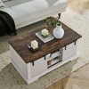 CAVINAS Rectangular Barn Door Design Coffee Table with Storage Shelves,Farmhouse Storage Center Table for Living Room,Apartment - 2 of 4