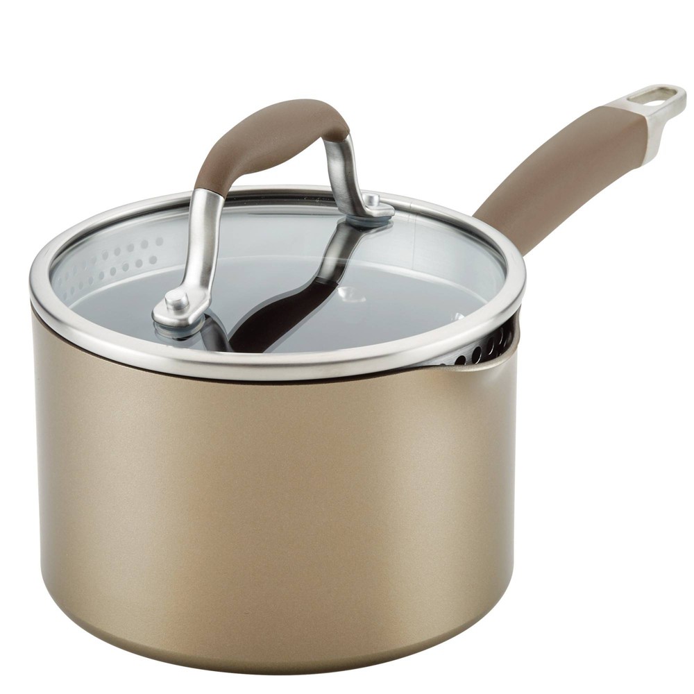 Anolon 2qt Advanced Home Hard Anodized Nonstick Saucepan with Straining Lid Bronze