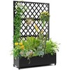Acekool Outdoor Privacy Screen with Planter Box, 3-Panel Metal Garden Trellis and Raised Bed for Climbing Plants, Vines, Patio, and Backyard - 2 of 3