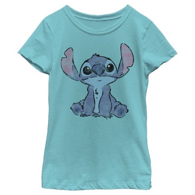 Girl's Lilo & Stitch Distressed And Fluffy Stitch Ears T-shirt - Tahiti ...
