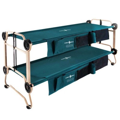 Disc-O-Bed Large Cam-O-Bunk Green Double Cot w/ Organizers+ 4 No Slip Foot Pads