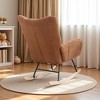 Brown Teddy Fabric Rocking Chair with Storage Pocket ¨C Comfy Wingback Nursery Glider with Solid Wood Base - 4 of 4