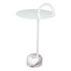 HomeRoots 25" White Iron And Marble Round Pedestal End Table - 4 of 4
