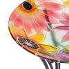Alpine 18" Glass Birdbath with Colorful Flowers: Freestanding Garden Decor, Weather-Resistant - 4 of 4