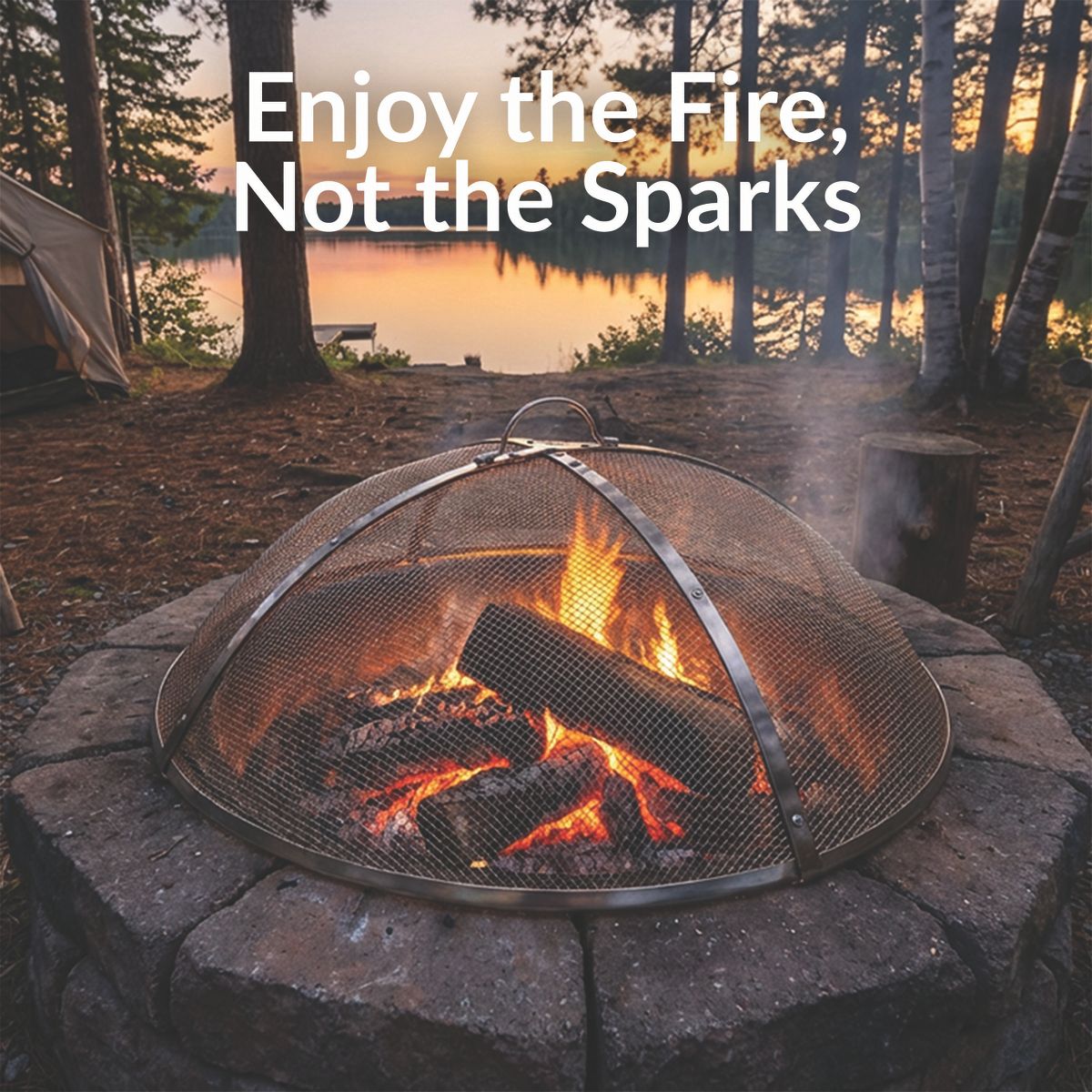 Sunnydaze Heavy-Duty Stainless Steel Mesh Round Fire Pit Spark Screen with Lifting Ring - thumbnail 5