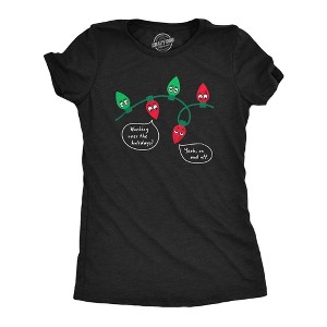 Womens Working Over The Holidays T Shirt Funny Xmas Tree Lights Joke Tee For Ladies - Crazy Dog Women's T Shirt - 1 of 4
