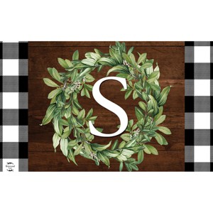 Briarwood Lane Everyday Doormat 30x18 Indoor Outdoor Wreath Monogram Letter S Doormat - 1 of 4