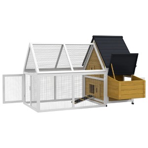 65" Chicken Coop Wooden Chicken House Rabbit Hutch Poultry Cage Hen Pen Backyard with Nesting Box, Ramp, Run - 1 of 4
