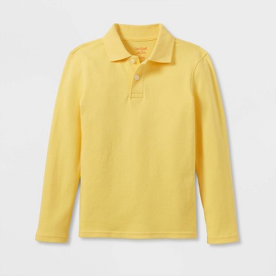 Boys' Long Sleeve Interlock Uniform Polo Shirt - Cat & Jack™ Yellow