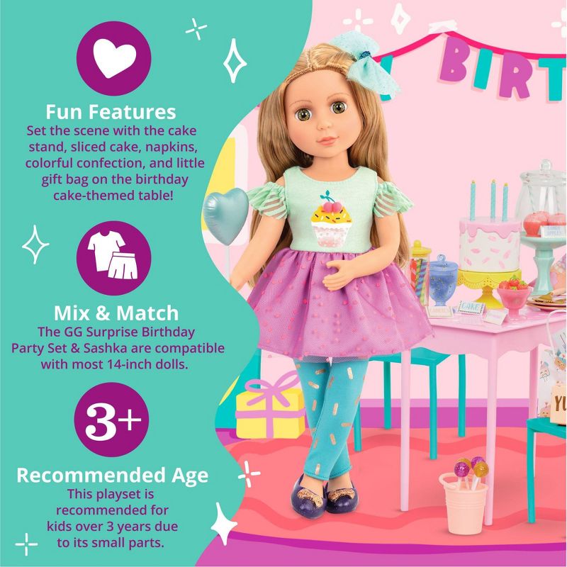 Glitter Girls Sashka Poseable 14&#34; Doll &#38; Surprise Birthday Party Accessory Set, 5 of 10