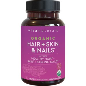 Viva Naturals Organic Hair, Skin and Nails Tablets - 120ct - 1 of 4