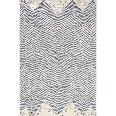 nuLOOM 62''x24'' Reversible Wavy Chevron Blue Square Rug