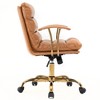 LeisureMod Regina Ergonomic Executive Office Chair – Padded Leather with Gold Steel Frame, Adjustable Height Computer Desk Chair & Swivel Base - 3 of 4