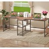 83" L-Shaped Double Computer Desk with Open Shelves, Dark Wood Grain Workstation for Home Office or Study Room -3irtyhousy - 3 of 4